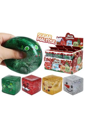 Christmas Metallic Glittery Sugar Maltose Cube TPR Squishy