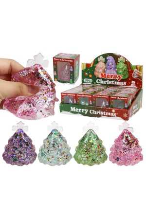 Christmas Tree Glittery Maltose Filled TPR Squishy