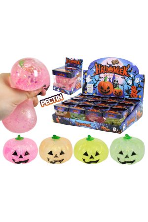 Jack-o-Lantern Glitter Jelly Pectin Slime Filled TPR Squishy