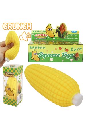 Yellow Corn Crunchy Bead Soft Slime Filled TPR Squishy