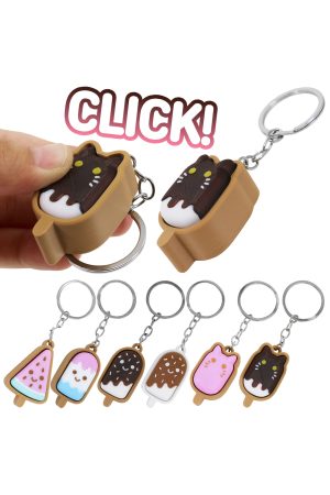 Cute Popsicle Ice Cream Soft Clicky Keycap Fidget Keychain
