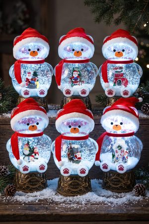 13 Inch Christmas Santa Bear Snowfall Music LED Snow Globe
