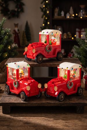 Cute Red Christmas Truck Glittering Music LED Lantern