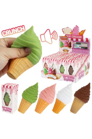 Ice Cream Cone Crunchy Bead Slime Filled TPR Squishy Toy