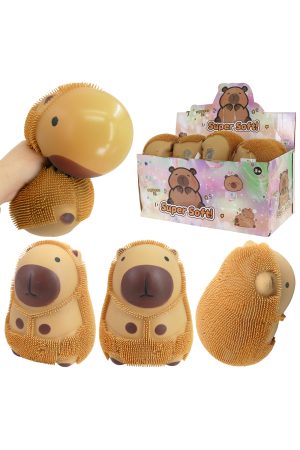 JUMBO Shaggy Capybara Light-Up Spiky Puffer Squishy