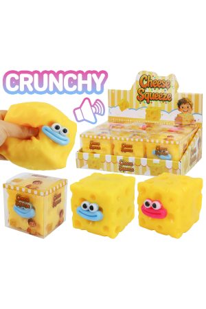 Goofy Smile Cheese Cube EXTRA Crunchy Bead Squishy Toy