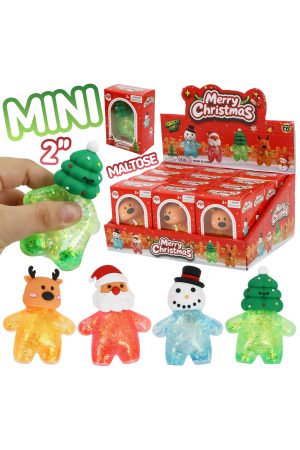 2 Inch Mini Christmas Variety Glittery Maltose TPR Squishy