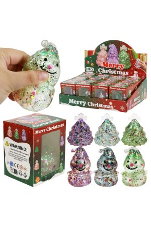 Christmas Tree and Snowman Glittery Maltose Filled Squishy