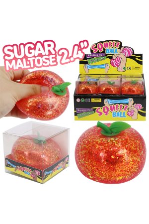 Red Apple Gold Glittery Maltose Putty Filled TPR Squishy