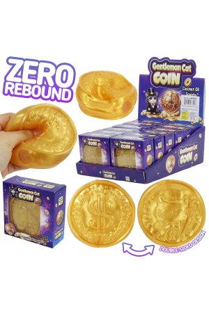 Kitty Cat Gold Coin Coconut Oil Jelly Filled TPR Squishy