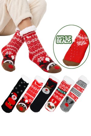 Assorted Christmas Thick Fleece Non-Slip Lounge Socks