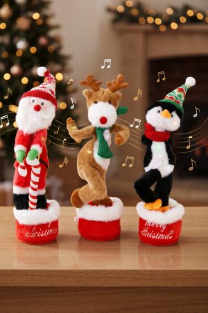 Christmas Music and Sound Mimicking LED Dancing Plush Toy