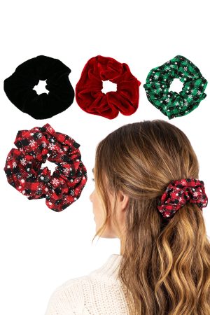 Christmas Velvet Fleece and Plaid Variety Scrunchies