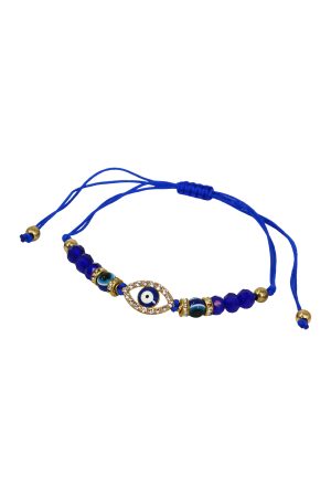 Evil Eye Bling Rhinestone Charm Bead String Bracelet