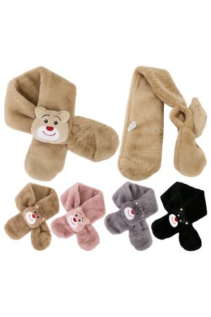 Teddy Bear Crossover Insert Fuzzy Faux Fur Stole Scarf