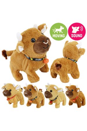 Fuzzy Soft Walking Highland Cow Sound Toy - 12 Pcs