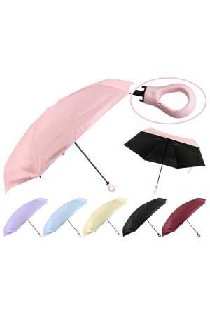 Colorful Manual 3-Fold Compact Clip-On Loop Handle Umbrella