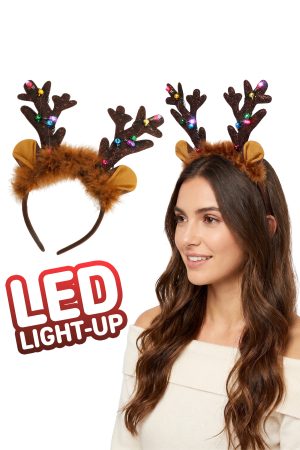 Reindeer Fuzzy Antler LED Light-up Hairband